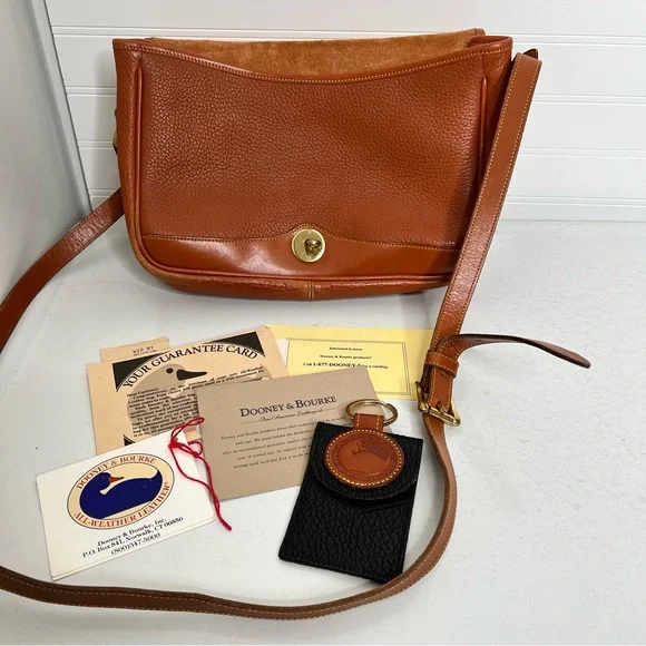 Dooney and Bourke vintage top handle shoulder carrier crossbody British tan bag - Picture 17 of 17